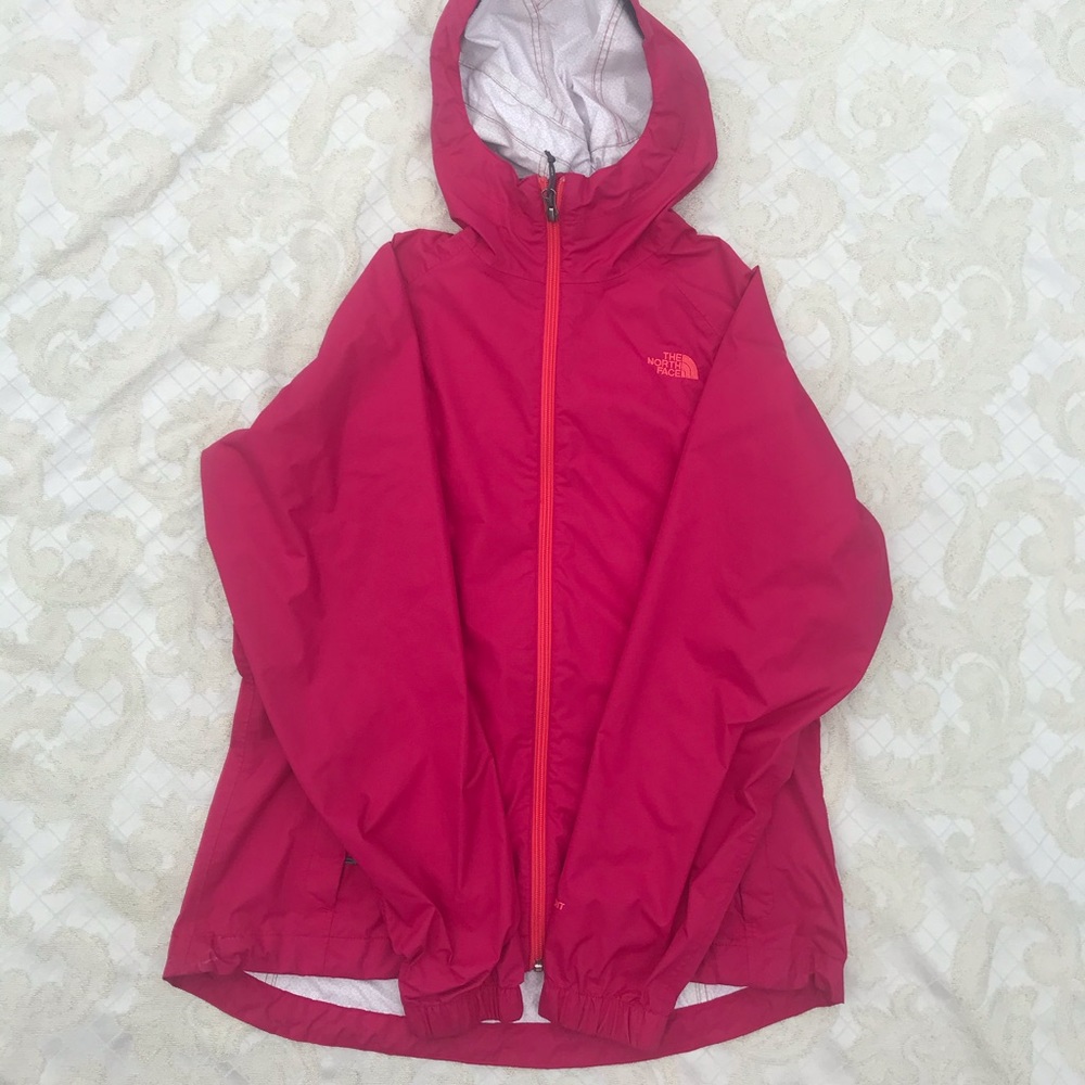 pink the north face rain jacket